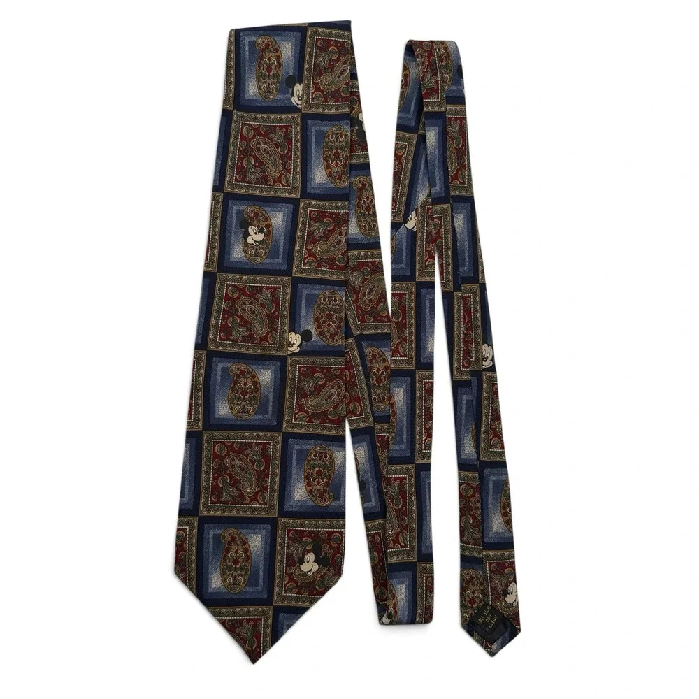 Vintage Disney Originals Micky Mouse 100% Silk Paisley Tie Made In USA